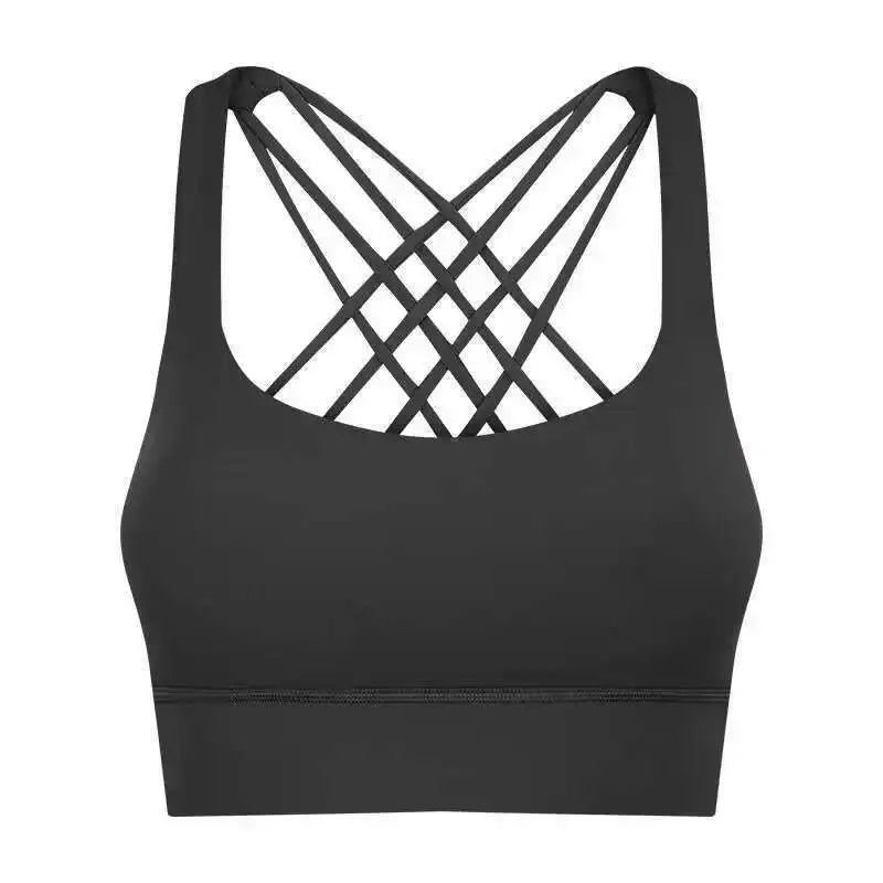 NCLAGEN Fitness High Support Push-Up Cross-Back Gym Workout Bra