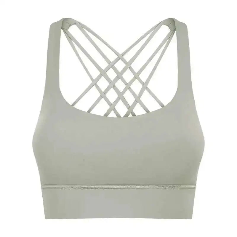 NCLAGEN Fitness High Support Push-Up Cross-Back Gym Workout Bra