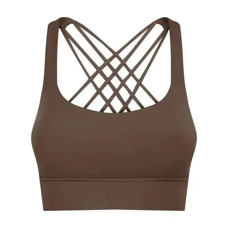 NCLAGEN Fitness High Support Push-Up Cross-Back Gym Workout Bra