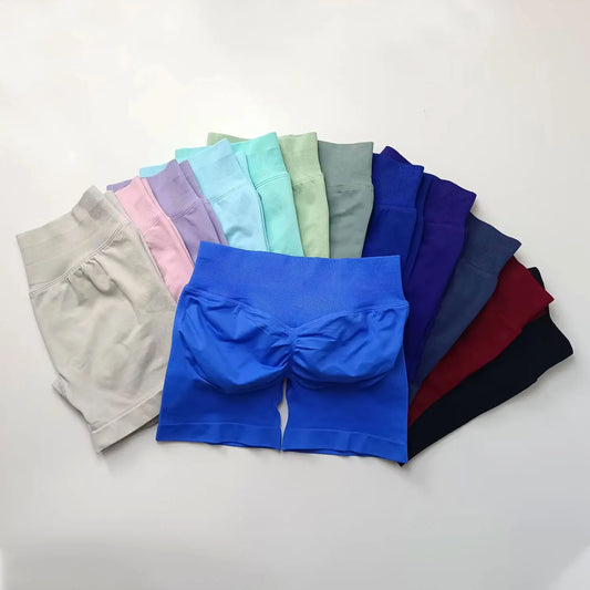 NCLAGEN Women Fitness Low Ribbed Band Gym Shorts for Workout