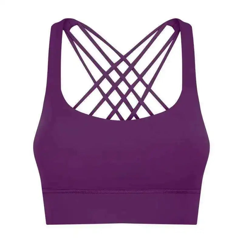 NCLAGEN Fitness High Support Push-Up Cross-Back Gym Workout Bra