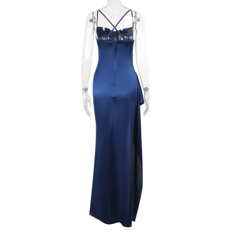 Elegant Maxi Spaghetti Strap Dress with Split