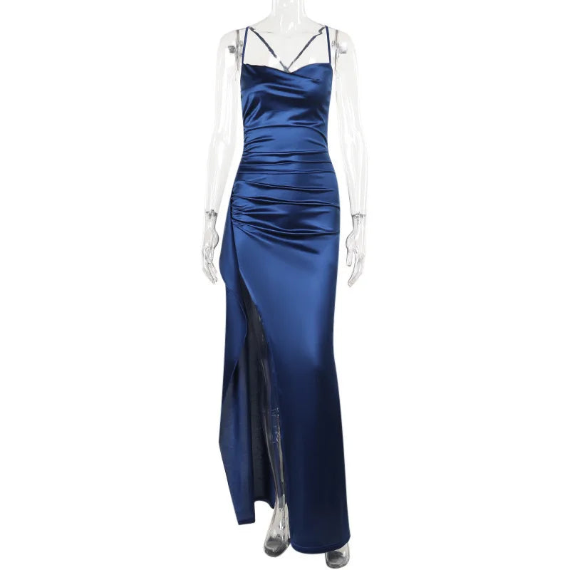Elegant Maxi Spaghetti Strap Dress with Split