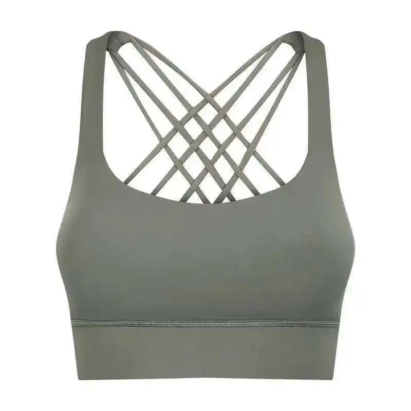 NCLAGEN Fitness High Support Push-Up Cross-Back Gym Workout Bra