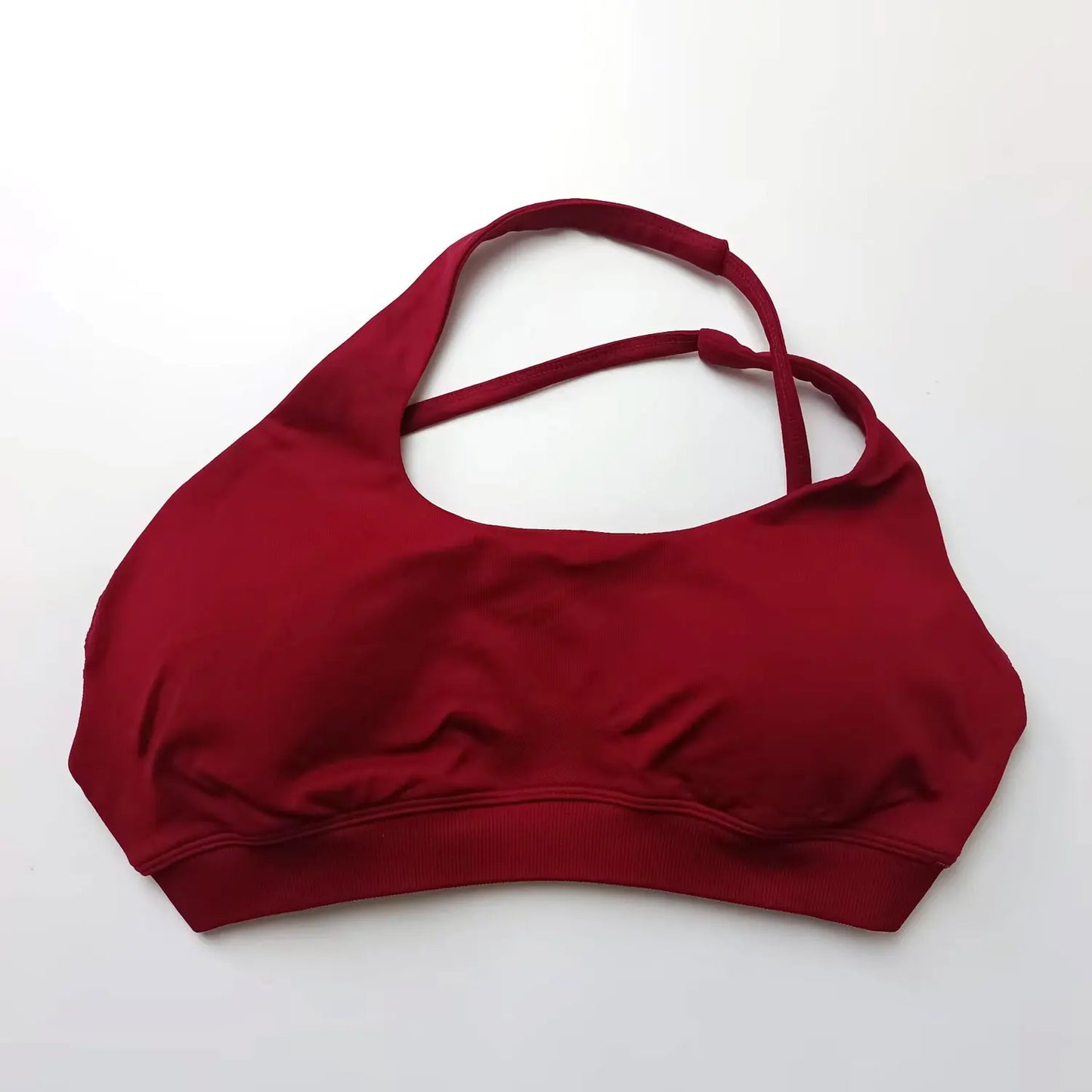 Seamless Asymmetric Halter Backless Sports Bra