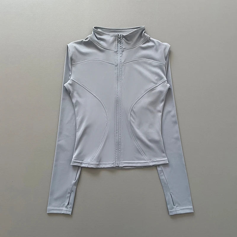 Women's Stretch Fitted Workout Jacket With Zip Front