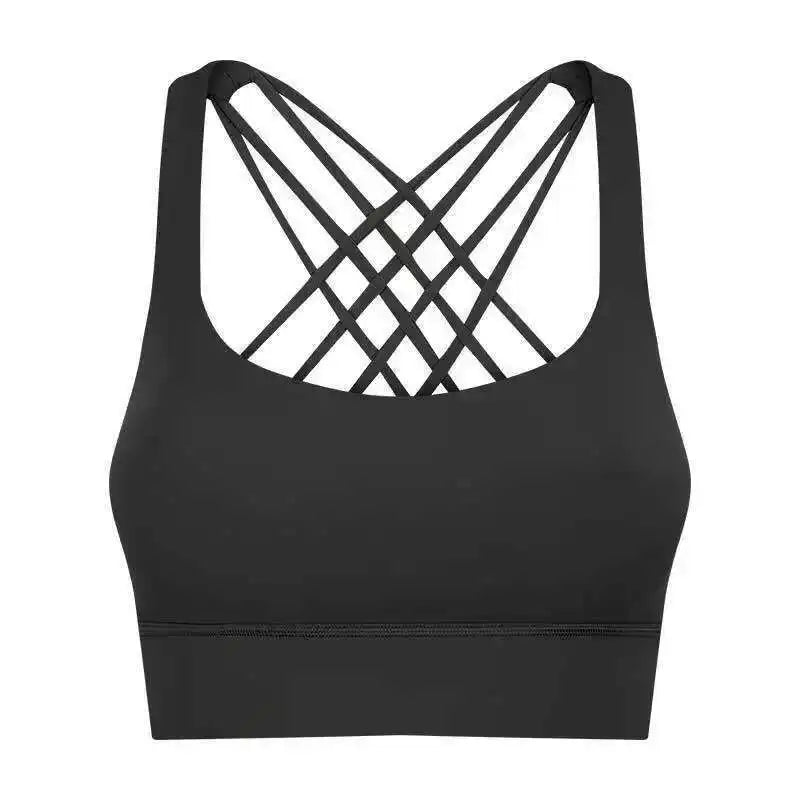 NCLAGEN Fitness High Support Push-Up Cross-Back Gym Workout Bra