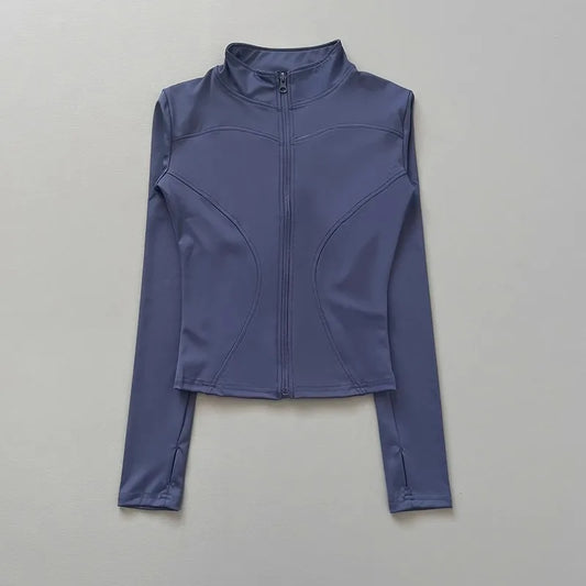 Women's Stretch Fitted Workout Jacket With Zip Front