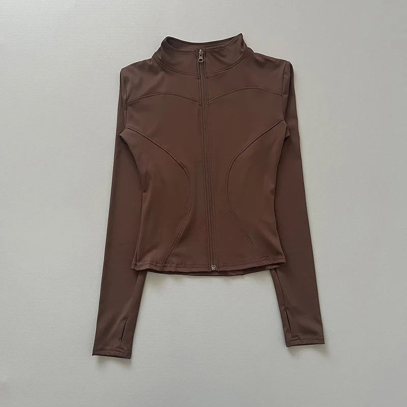 Women's Stretch Fitted Workout Jacket With Zip Front