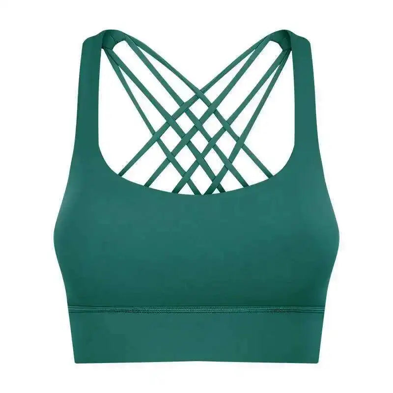 NCLAGEN Fitness High Support Push-Up Cross-Back Gym Workout Bra