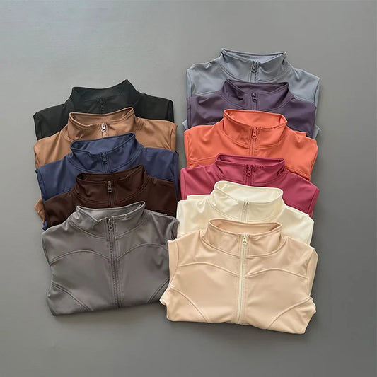 Women's Stretch Fitted Workout Jacket With Zip Front