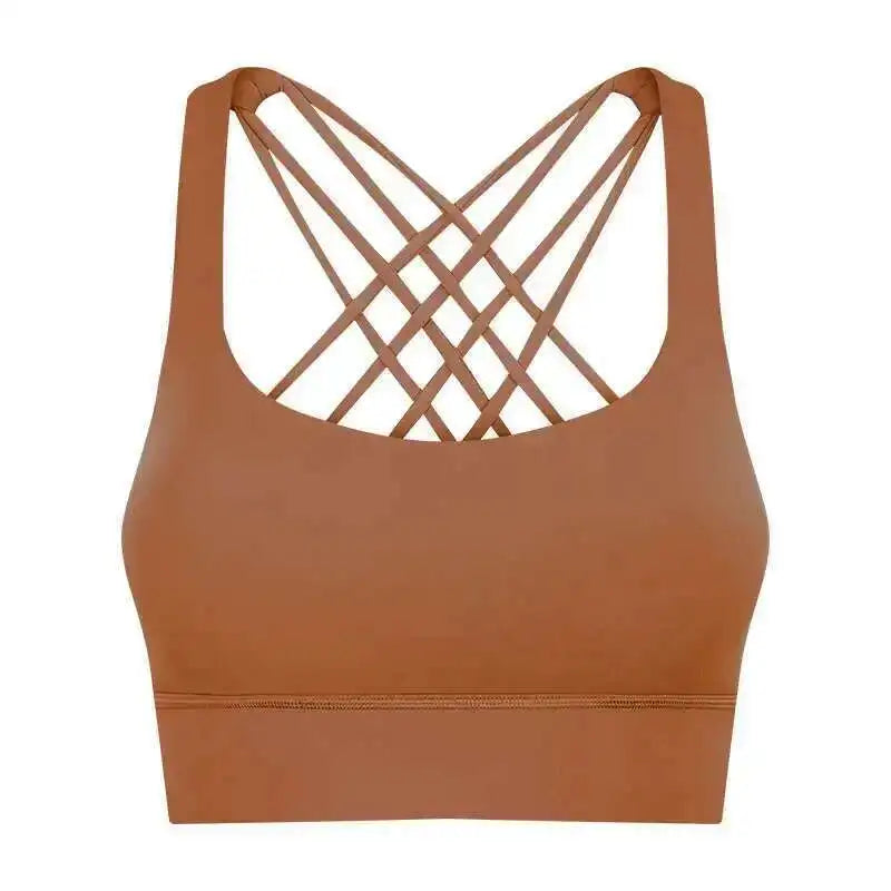 NCLAGEN Fitness High Support Push-Up Cross-Back Gym Workout Bra