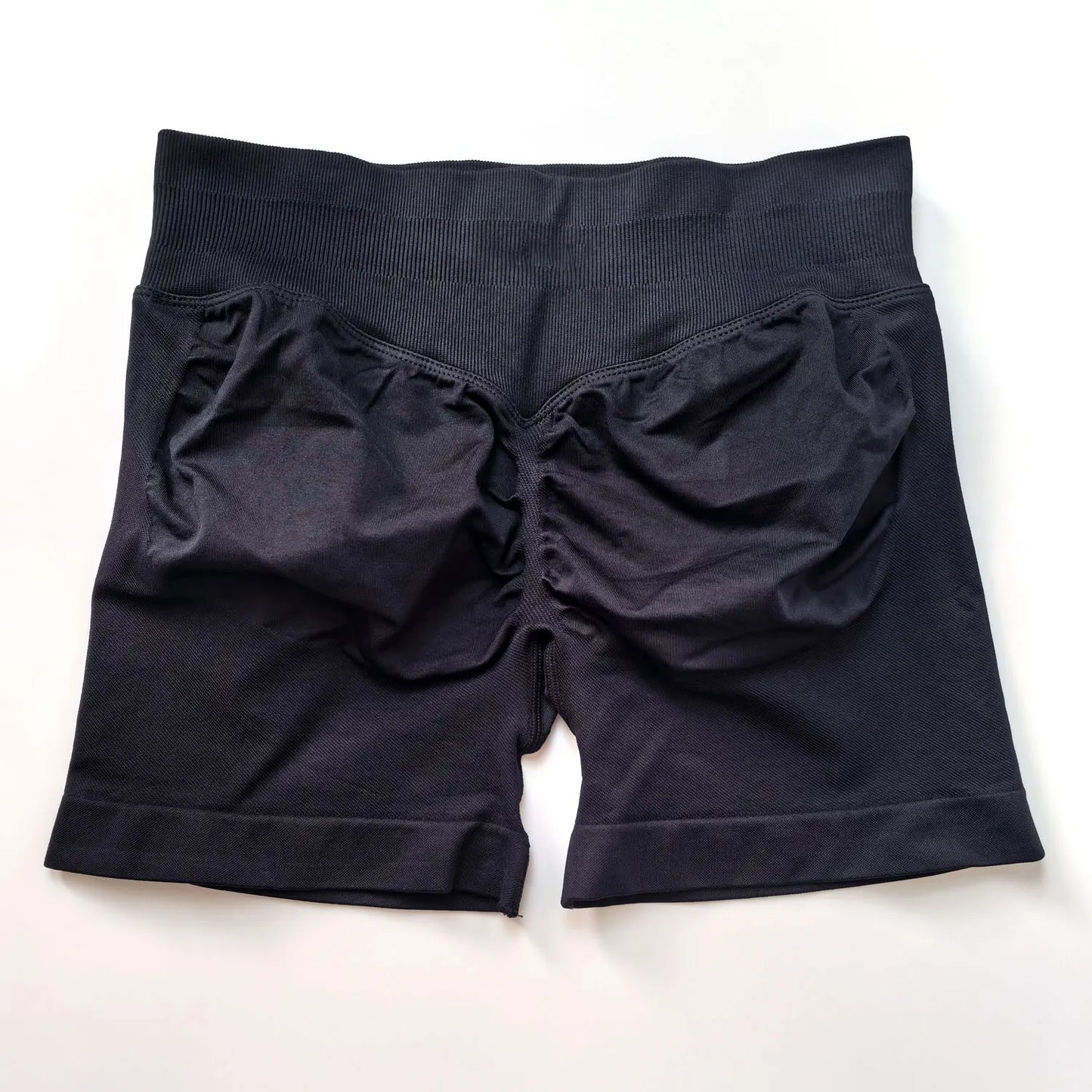 NCLAGEN Women Fitness Low Ribbed Band Gym Shorts for Workout