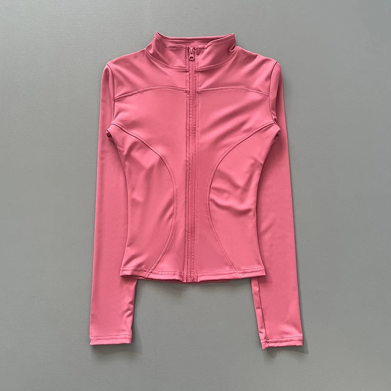 Women's Stretch Fitted Workout Jacket With Zip Front