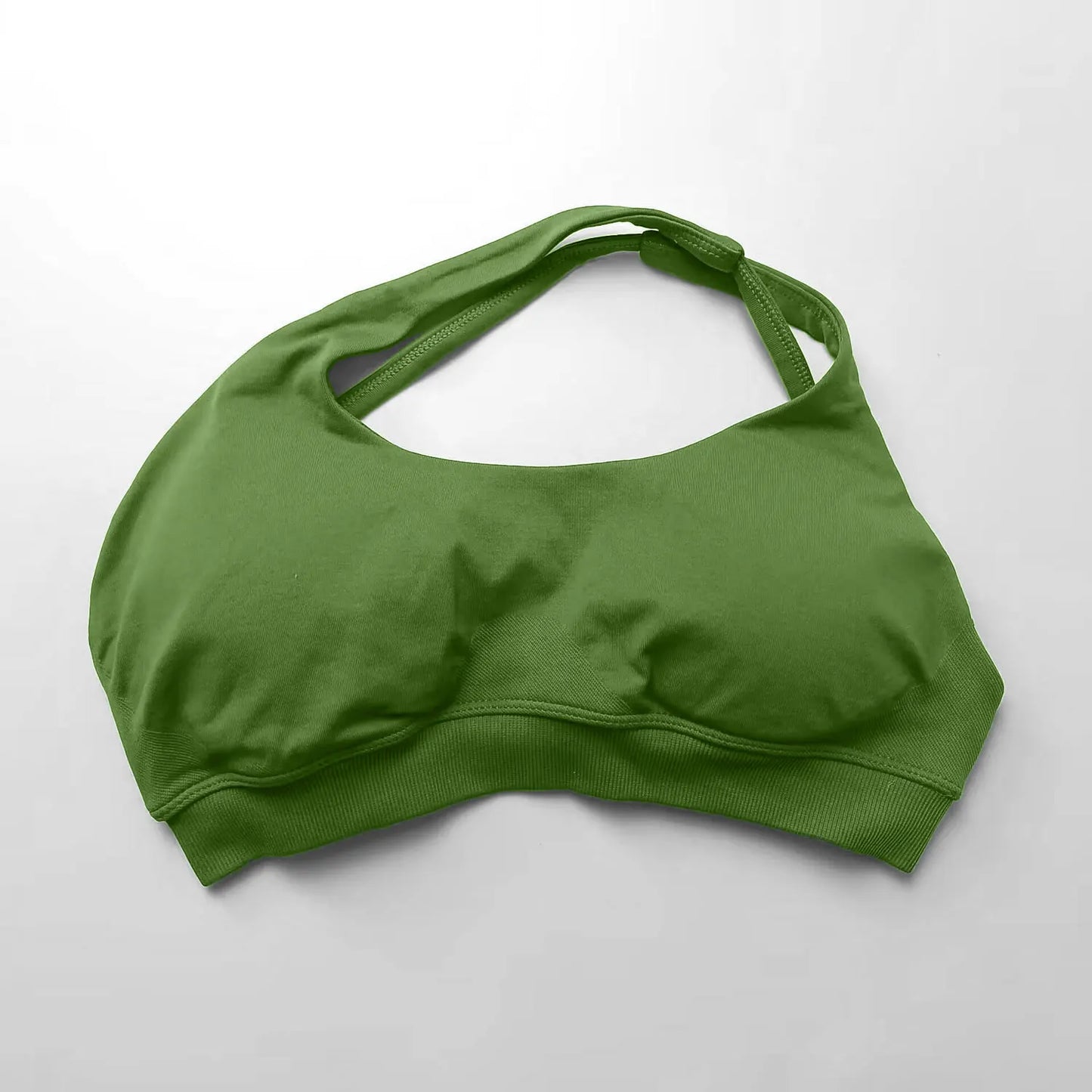 Seamless Asymmetric Halter Backless Sports Bra