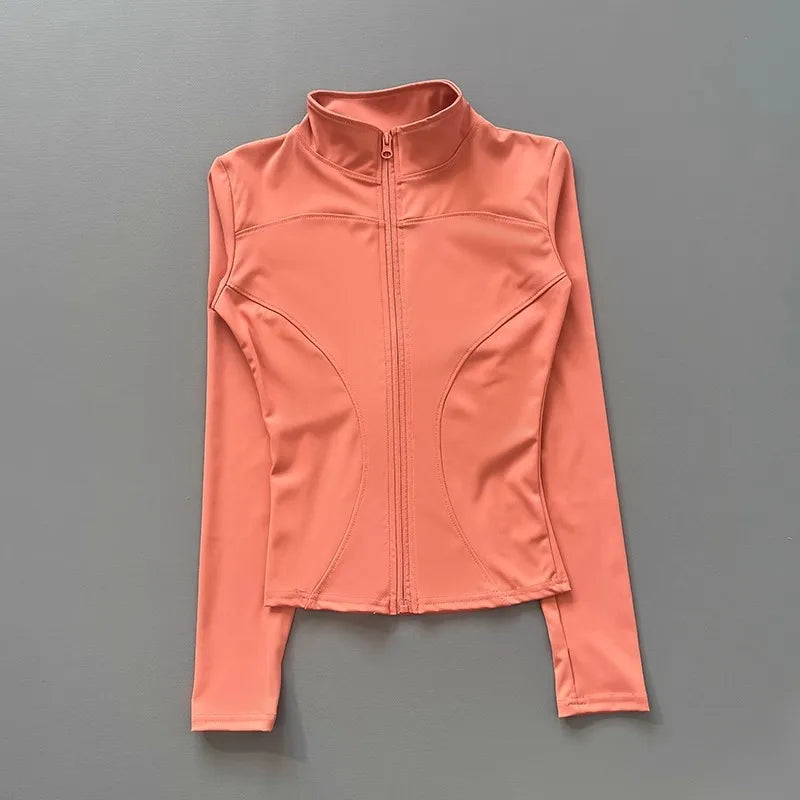 Women's Stretch Fitted Workout Jacket With Zip Front