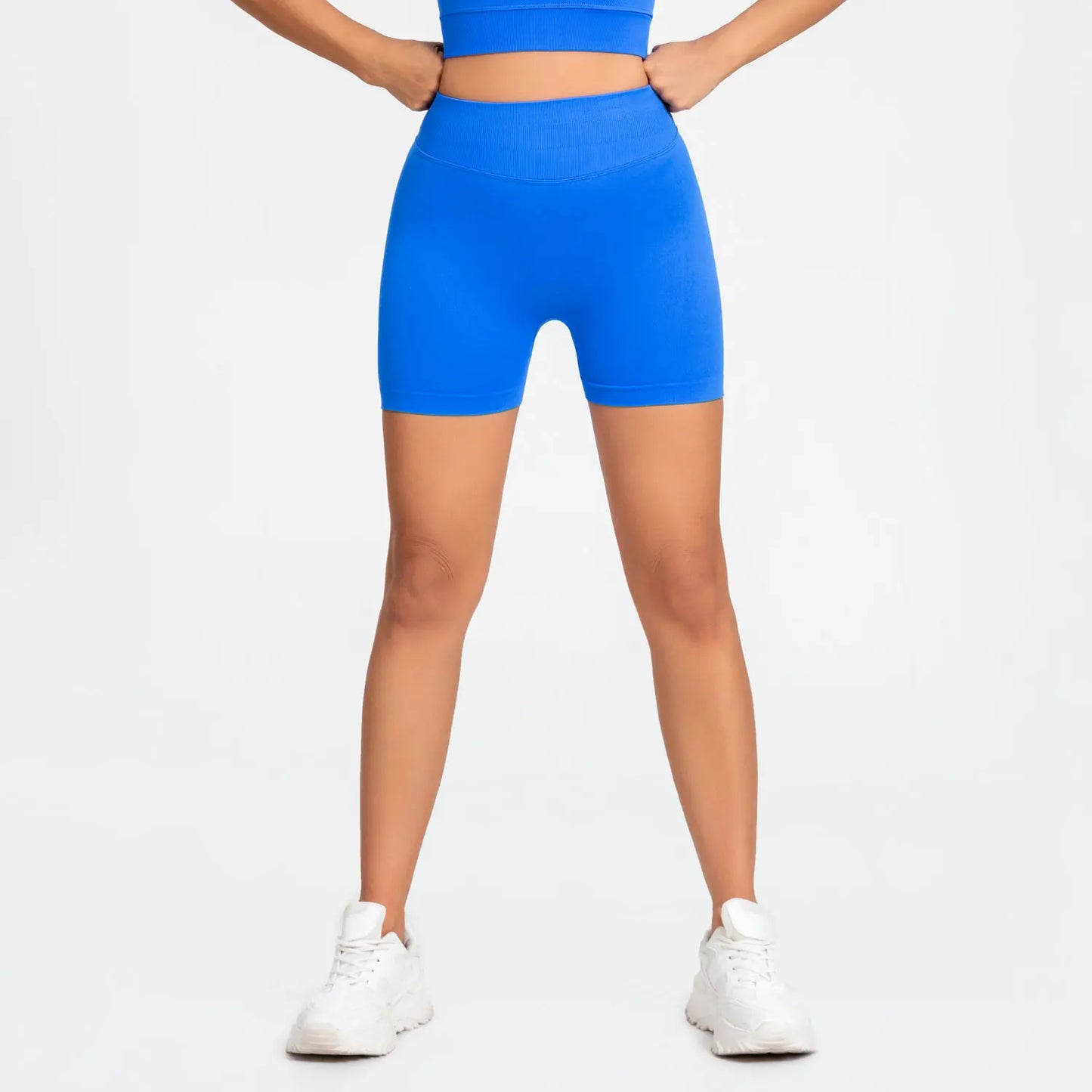 NCLAGEN Women Fitness Low Ribbed Band Gym Shorts for Workout